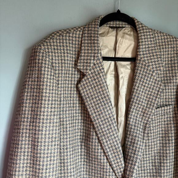Vintage ADAM HALL Men's 44L Brown Houndstooth Wool Tweed Blazer Sports Coat NWOT - Picture 10 of 11